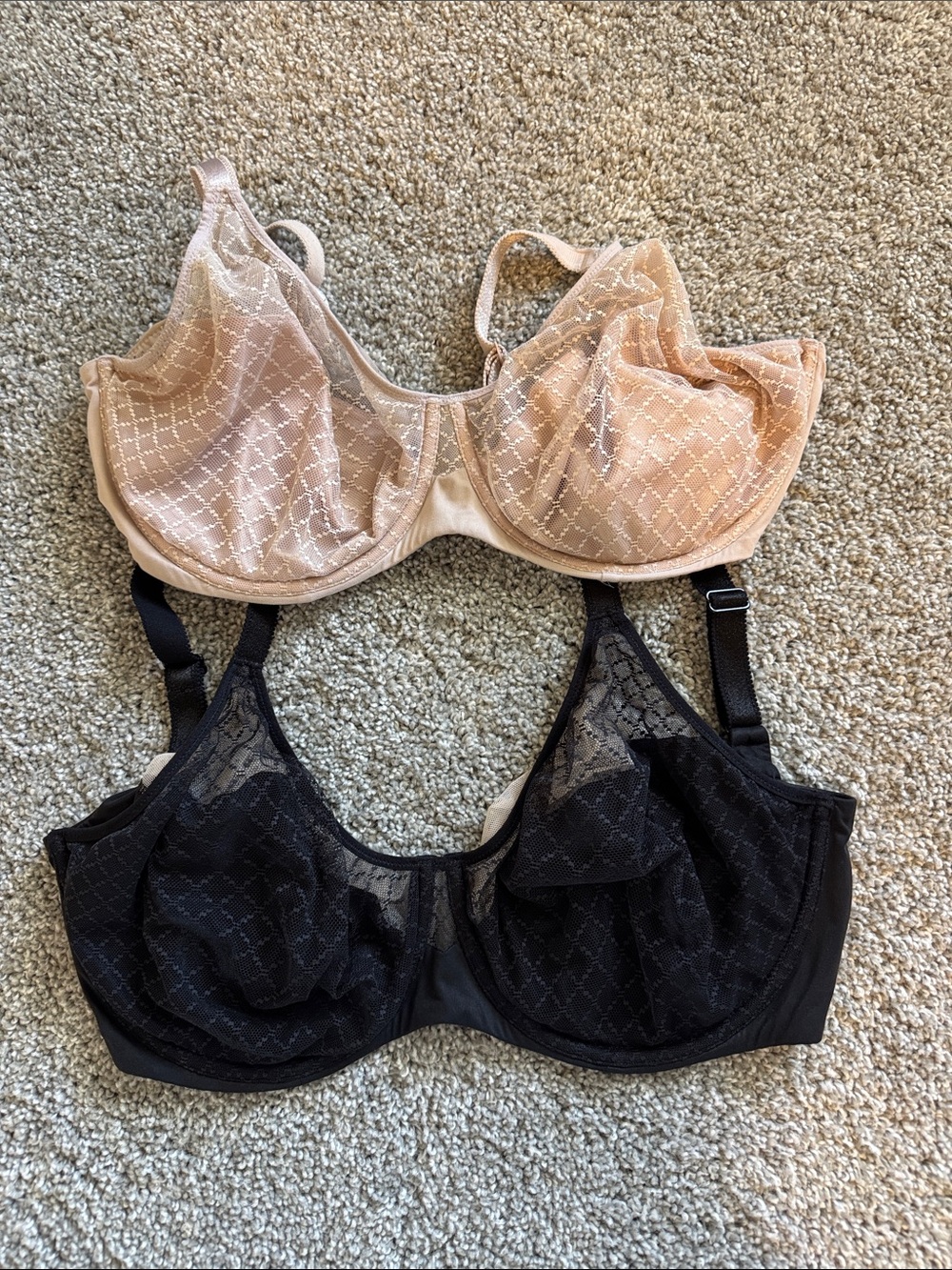 Chantelle Diamond Lace Underwire Bra Duo in Nude and Black